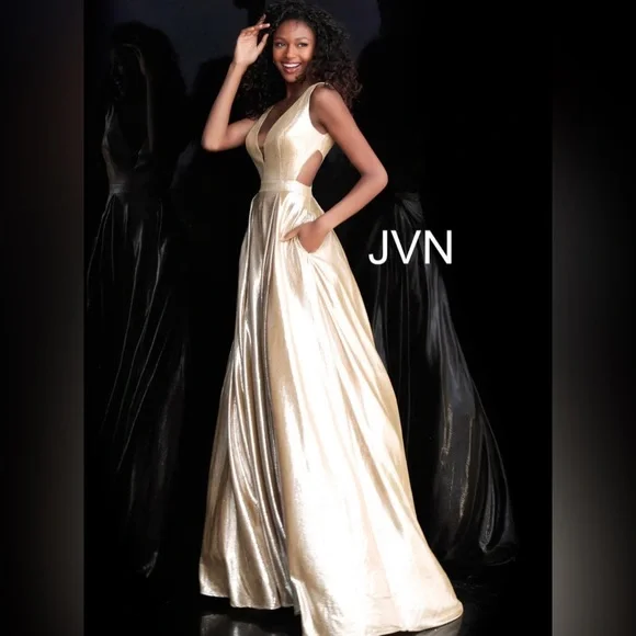 Jovani | Dresses | Size Jovani Goldsilver Floor Length Prom Pageant Or Gala  Dress | Poshmark